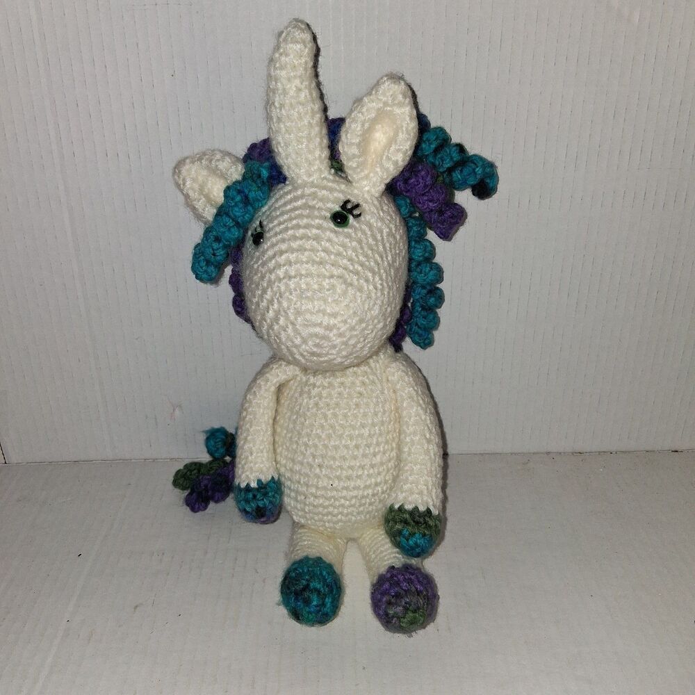 Adorable Handmade Crochet Unicorn Amigurumi Stuffed Toy Plush 10.5”
